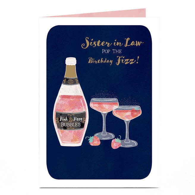 Birthday Card - Pink and Fizzy Bubbles, Sister-in-Law 