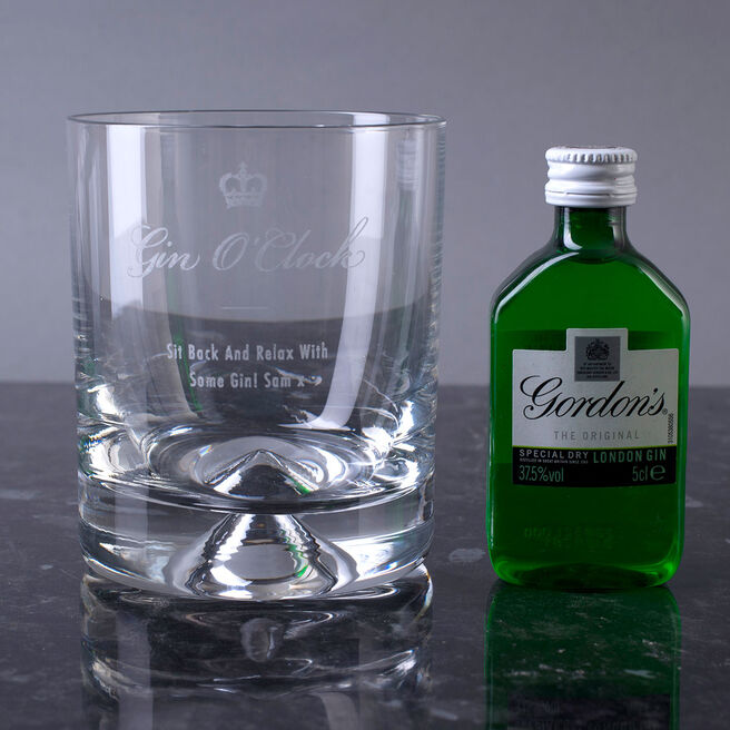 Personalised Stern Gin Glass With Miniature - Gin O'Clock