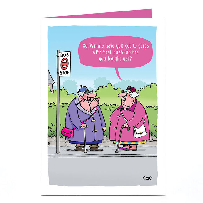 Personalised Card - Push Up Bra Cartoon