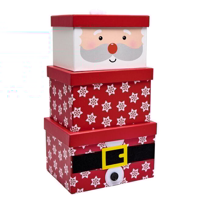 Santa Stacking Gift Boxes - Set of 3