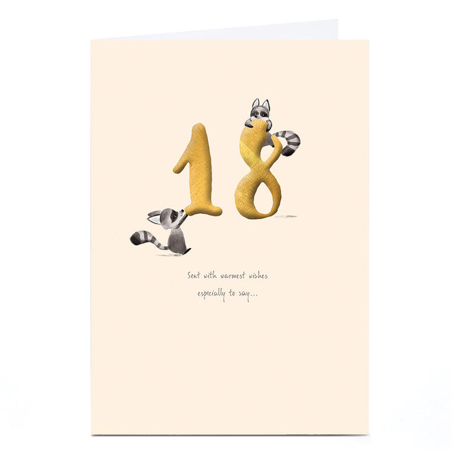 18th Birthday Card - Climbing Racoons