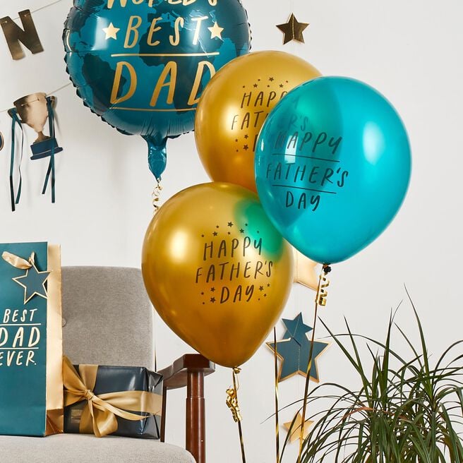 Happy Fathers Day 12-Inch Latex Balloons - Pack of 5