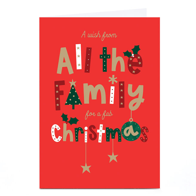 Christmas Card - A Wish From All The Family Festive Lettering