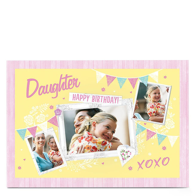 Photo Birthday Card - Pastel Bunting, Any Relation