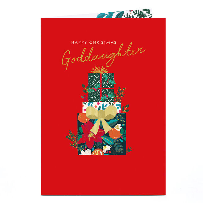 Christmas Card - Pile of Presents, Goddaughter