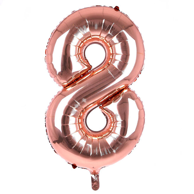Rose Gold Number 8 Giant Foil Helium Balloon INFLATED 