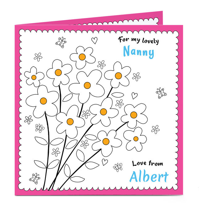 Personalised Card - Nanny's Flowers Colour In Card
