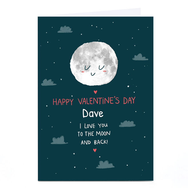 A4 Personalised Hew Ma Valentine's Day Card - To The Moon & Back