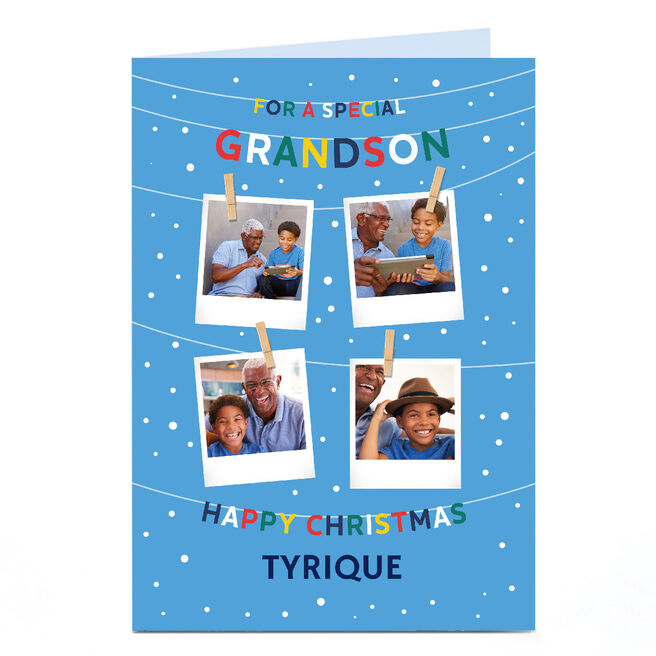 Personalised Christmas Photo Card - For A Special Grandson Polaroids
