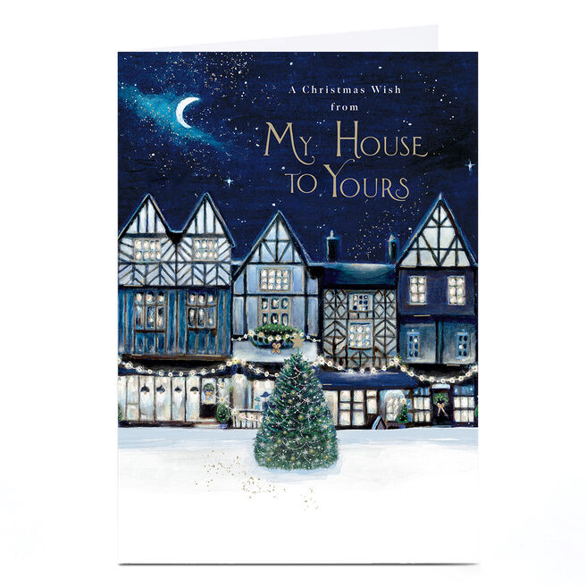 Christmas Card - From My House to Your House - Night sky village scene