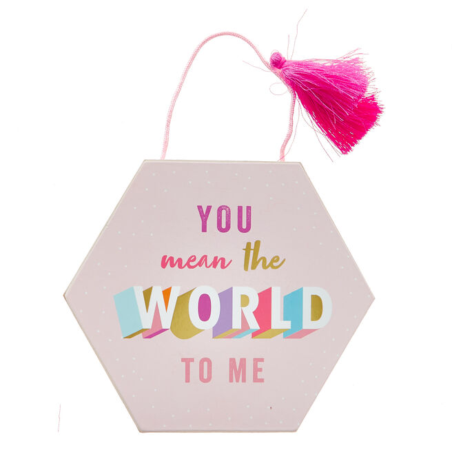 You Mean The World To Me Hanging Plaque
