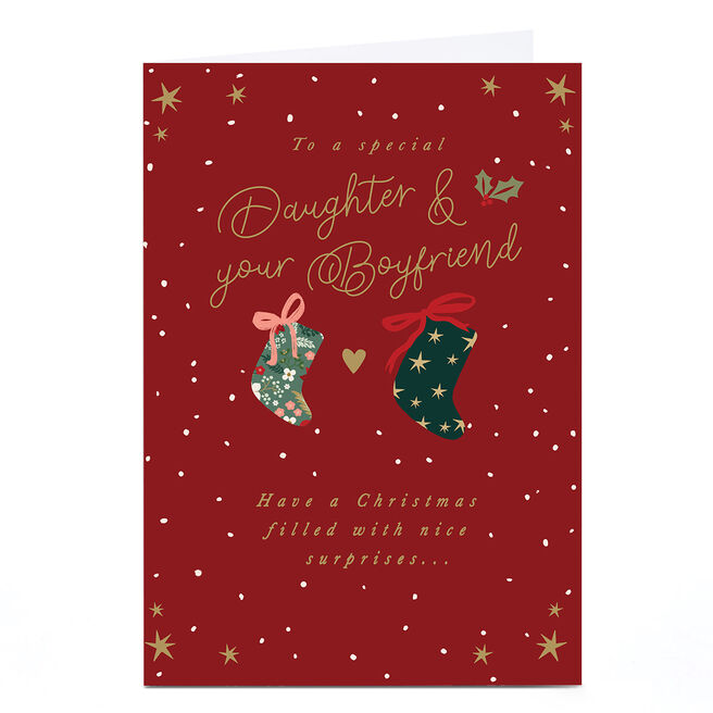 Christmas Card - His and Hers Stockings, Special Daughter And Your Boyfriend