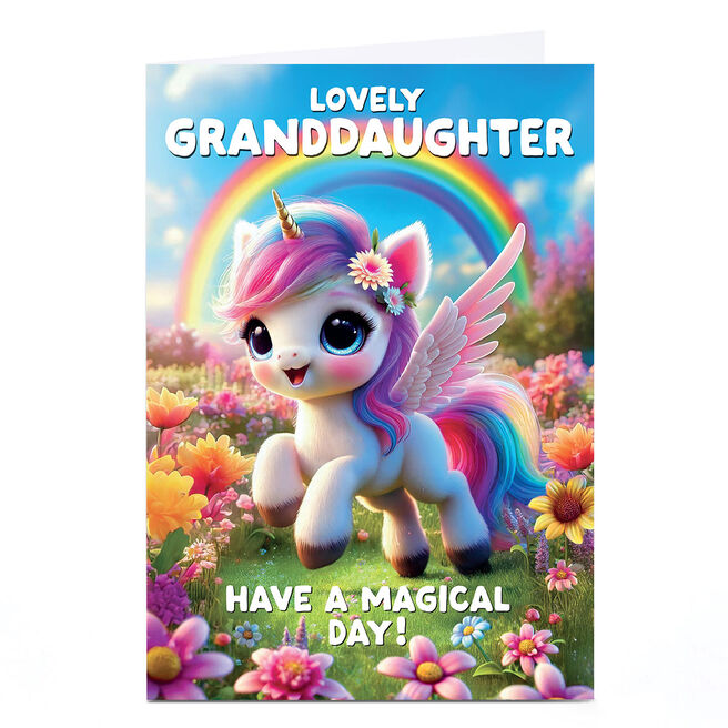 Birthday Card - Magical Rainbow Unicorn, Granddaughter