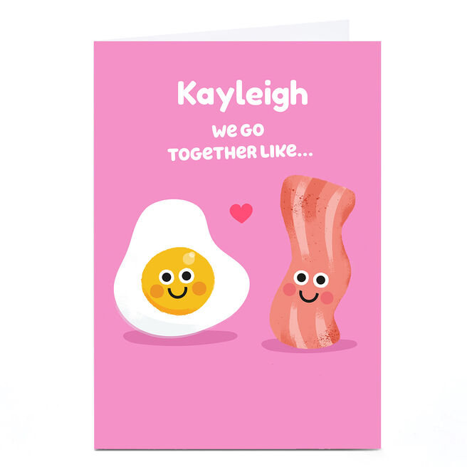 Personalised Hello Munki Valentine's Day Card - Bacon & Eggs