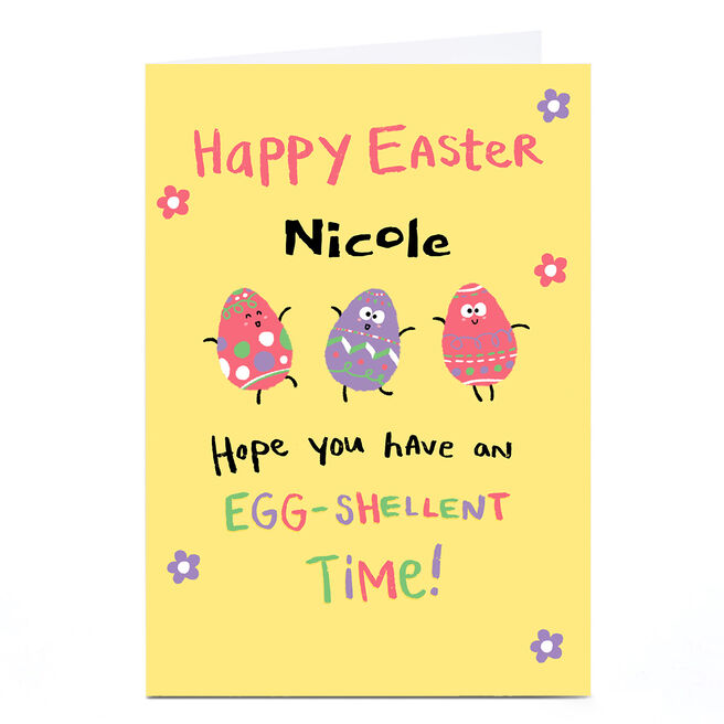 Personalised Hew Ma Easter Card - Egg-Shellent