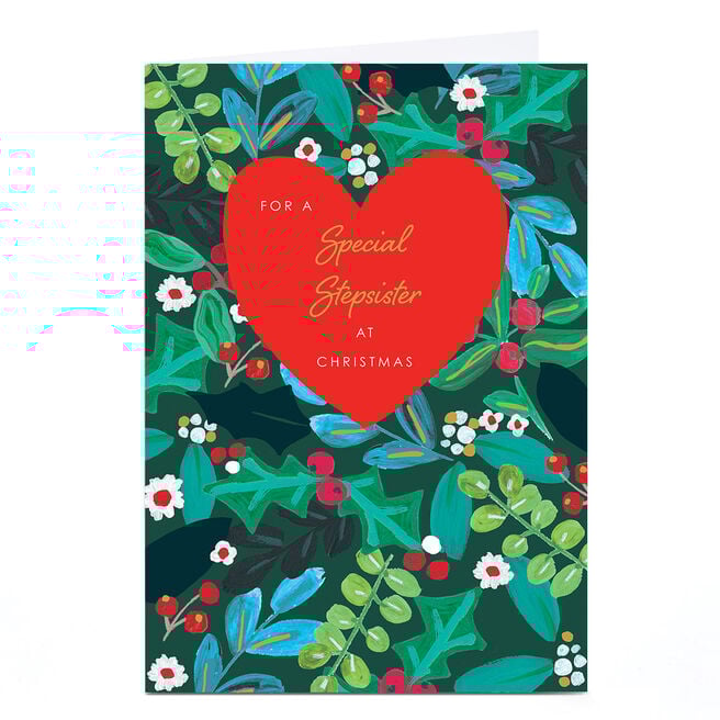 Christmas Card - Bright Heart and Festive Foliage, Stepsister