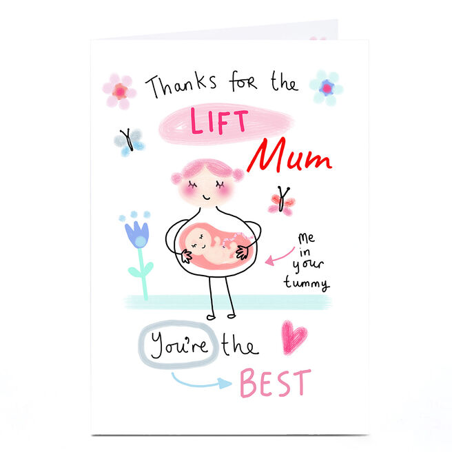 Personalised Lindsay Loves To Draw Mother's Day Card - Thanks For The Lift