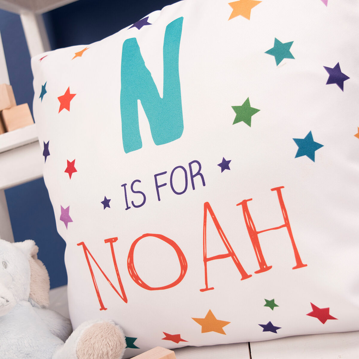 Any Name Boys PERSONALISED Cushion Card Teddy GIFT Christening New Baby Present 