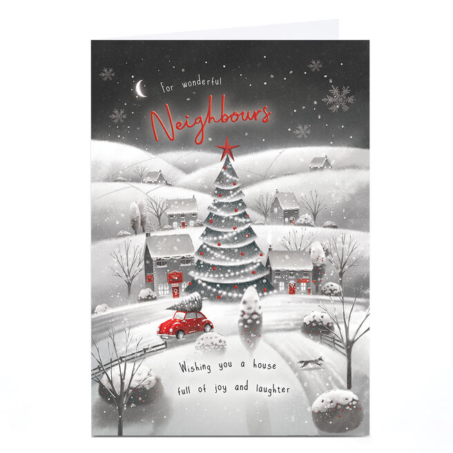 Personalised Christmas Card - Snowy Street Scene, Neighbours