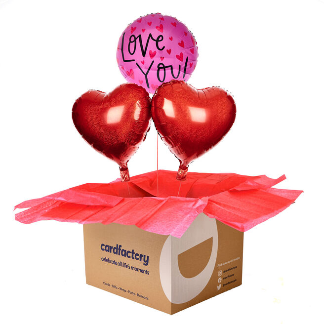 Love You Pink & Red Balloon Bouquet - Pre-order for Valentine's Day!