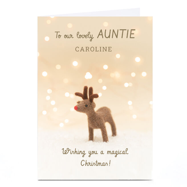 Personalised Lemon & Sugar Christmas Card - Cute Reindeer, Lovely Auntie