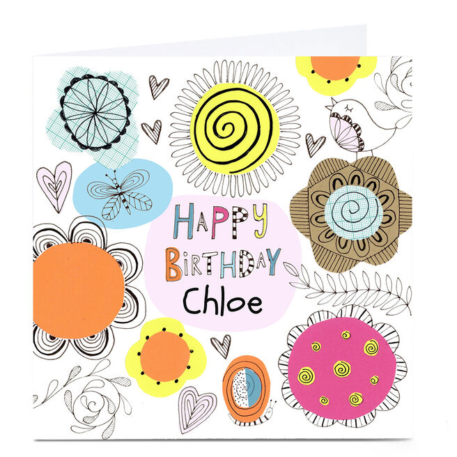 Personalised Lindsay Loves To Draw Birthday Card - Wildflowers