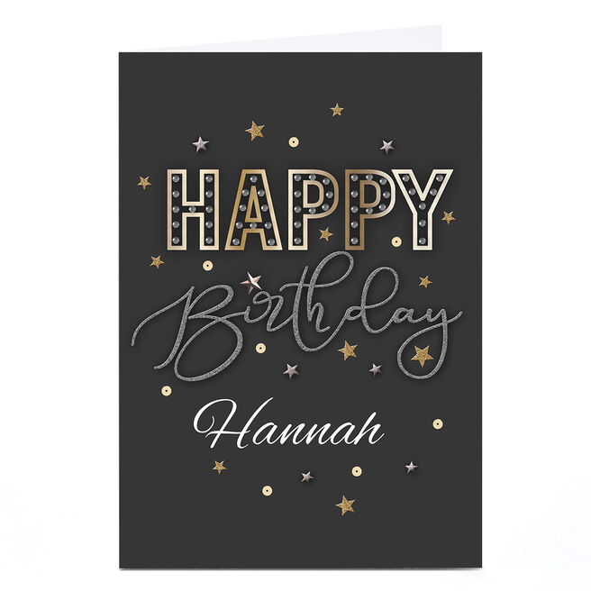 Personalised Rachel Clynick Birthday Card - Black & Gold