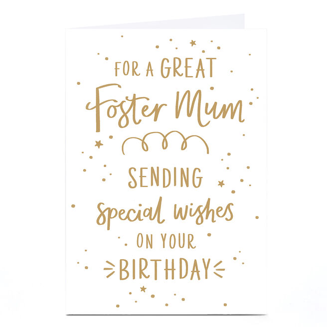 Birthday Card - Special Wishes and Gold Stars, Foster Mum