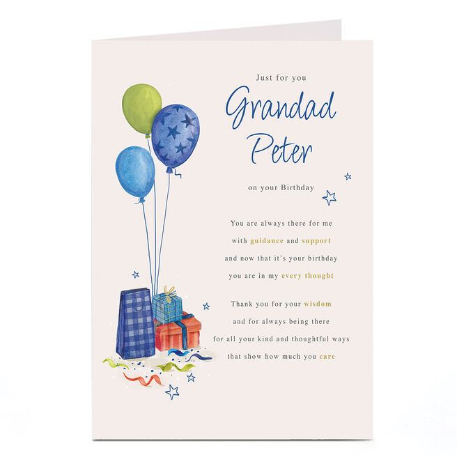 Personalised Birthday Card - For Being There With Care, Grandad