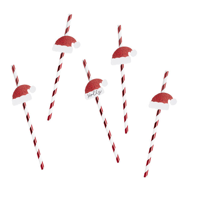 Santa Hat Paper Straws - Pack of 16