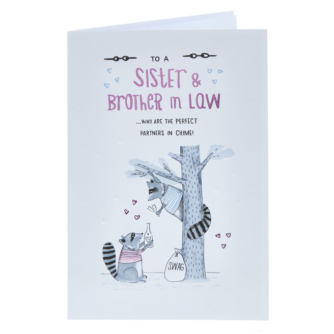 Sister & Brother In Law Raccoons Wedding Anniversary Card