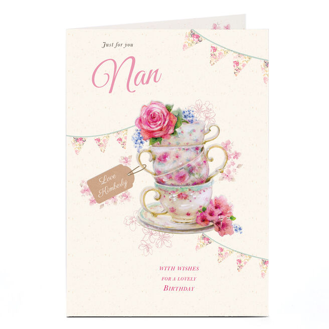 Personalised Birthday Card - Floral Teacups
