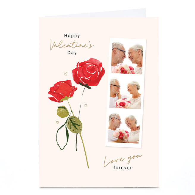 Photo Valentine's Day Card - Red Rose Love You Forever