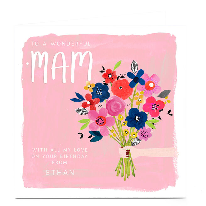 Personalised Kerry Spurling Birthday Card - Flowers Mam