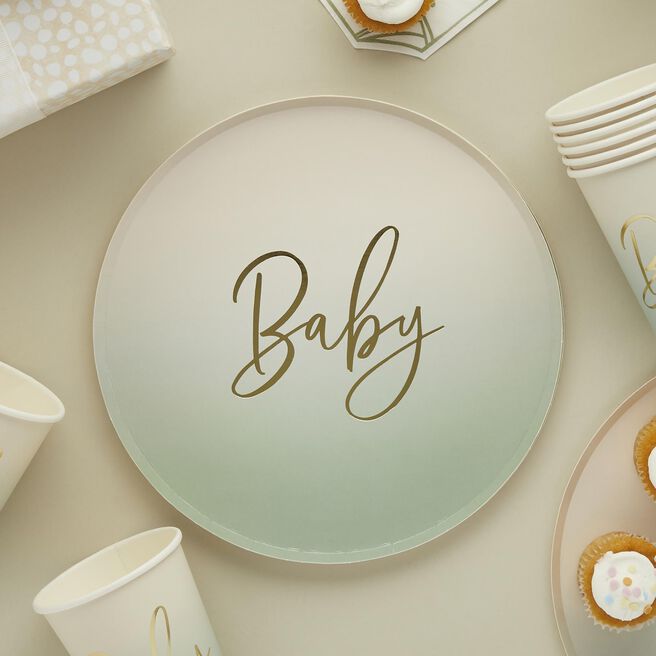 Sage Baby Paper Plates - Pack of 8