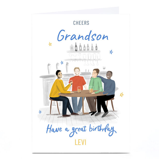 Personalised Birthday Card - Pub Scene, Grandson