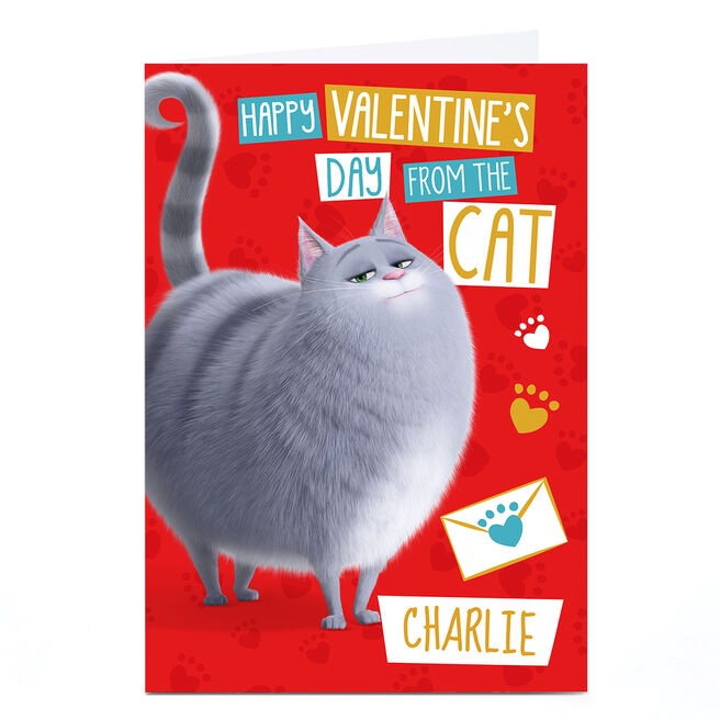 Personalised The Secret Life Of Pets Valentine's Day Card - Cat
