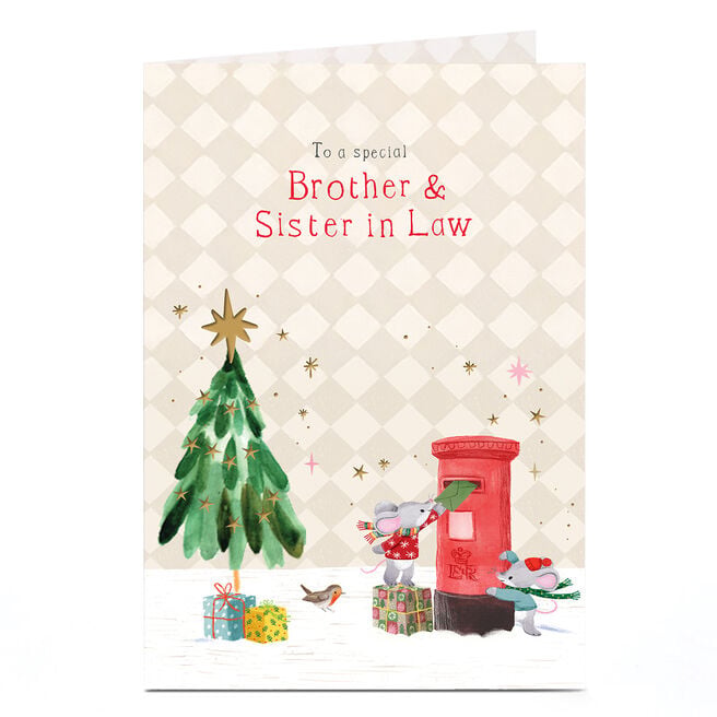 Christmas Card - Festive Mice, Brother & Sister In Law