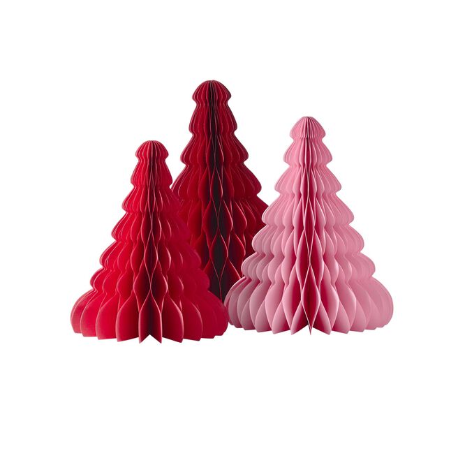 Pink & Red Card Honeycomb Trees - Pack of 3,  Pink & Red Card Honeycomb Trees - Pack of 3