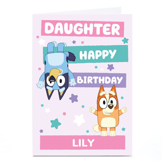 Personalised Bluey Birthday Card - Pink, Daughter