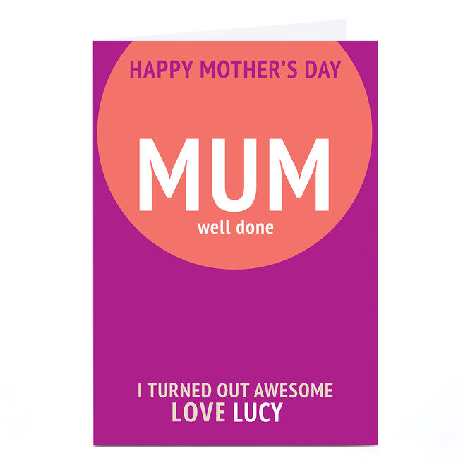 Personalised Mother's Day Card - Mum Well Done