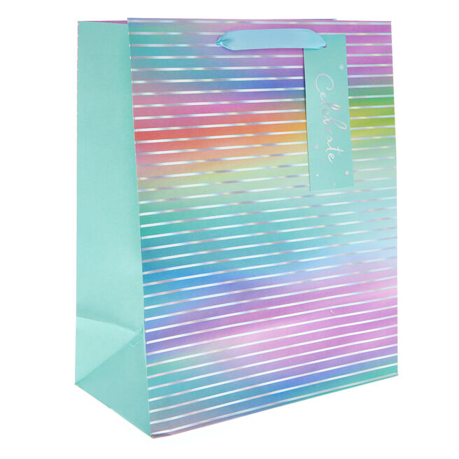 Pastel Stripes Celebrate Large Portrait Gift Bag