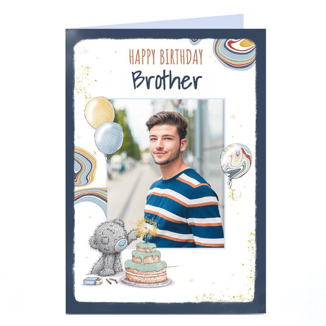Photo Tatty Teddy Photo Birthday Card - Bear with Birthday Cake, Brother