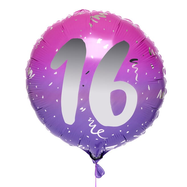 Pink Ombre 16th Birthday 18-Inch Foil Helium Balloon