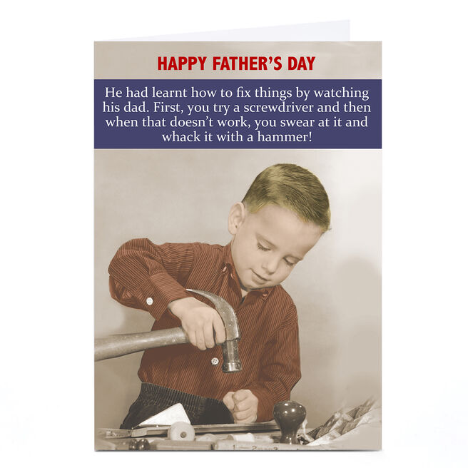 Personalised Father's Day Card - Learn To Fix Things