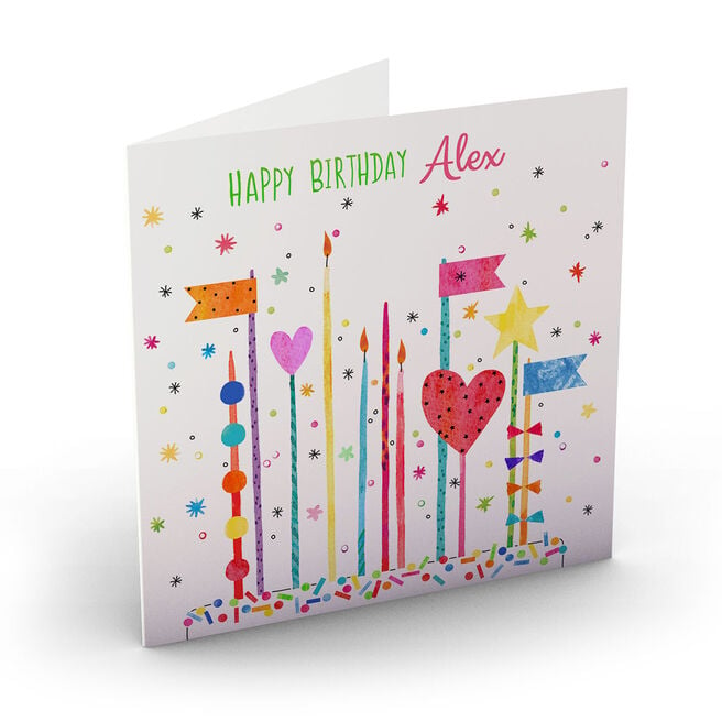 Personalised Nik Golesworthy Birthday Card - Colourful Cake Toppers