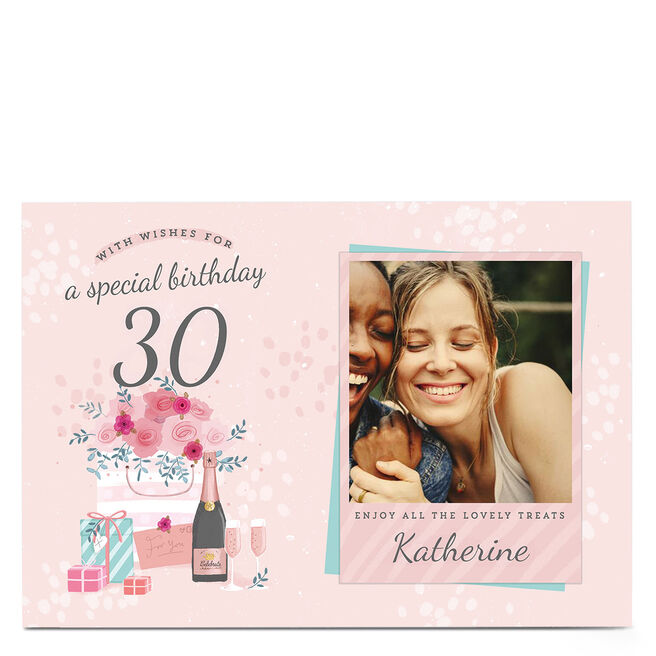 Photo 30th Birthday Card - Lovely Treats, Editable Age