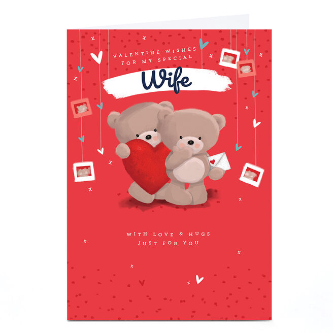 Personalised Hugs Valentine's Day Card - With Love and Hugs, Wife