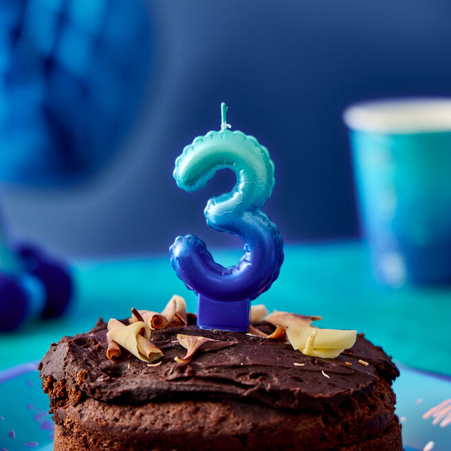Blue Number 3 Cake Candle