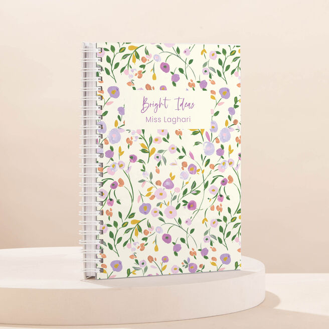 Personalised Thank you Teacher Notebook - Floral Bright Ideas